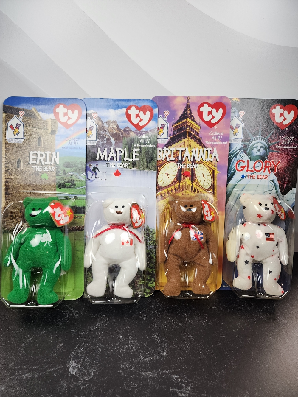 🐻 Complete Set! McDonald's Ty Beanie Babies International Bears — All 4 Sealed